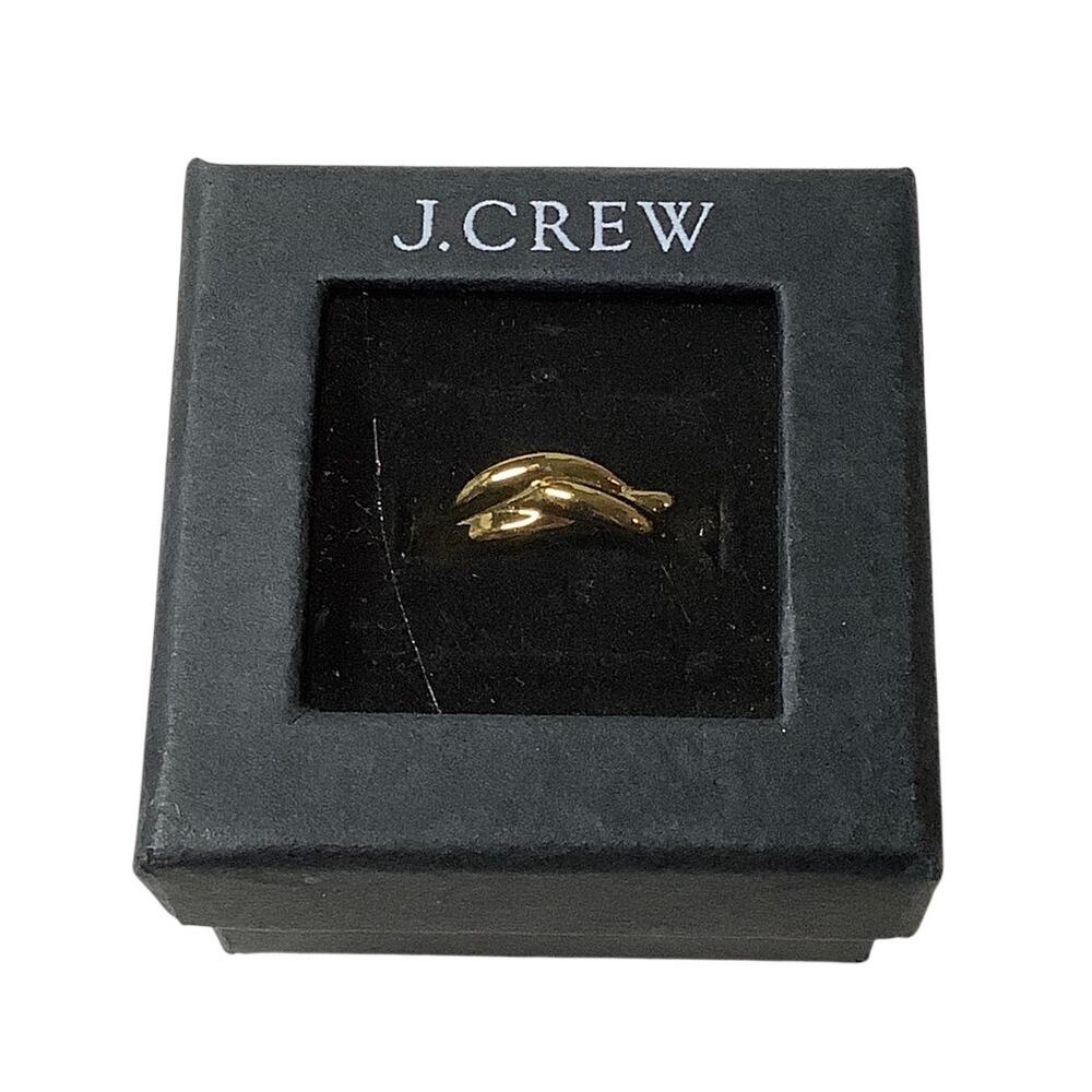 J Crew Size 7 Gold Tone Trinity Intertwined Band Ring Minimalist Luxury C2-5